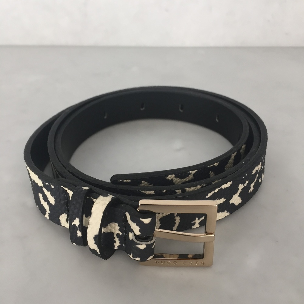 Boss (Hugo Boss) Black & White Leather Belt (NEW)